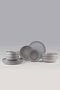 Hermia MOD12Y1730955 Juego de Cena de Porcelana Gris 12 Piezas, Platos 24cm, Platos 20cm, Cuencos 15cm